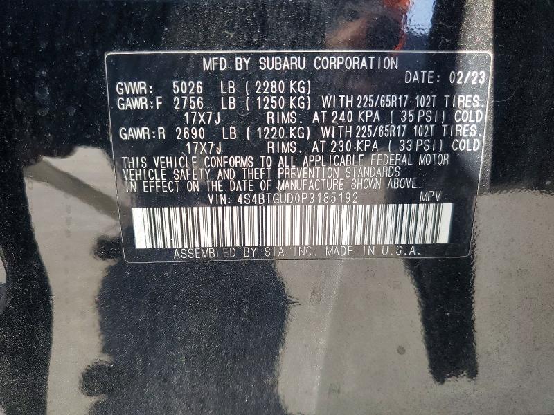 Продаж на аукціоні авто 2023 Subaru Outback, vin: 4S4BTGUD0P3185192, номер лоту: 56903546