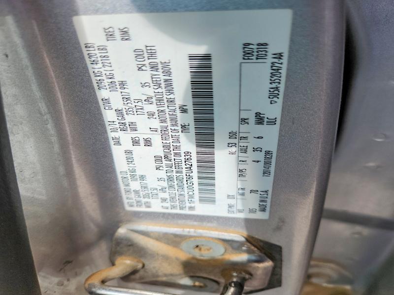 Auction sale of the 2015 Ford Escape, vin: 1FMCU0G76FUA27639, lot number: 57707356