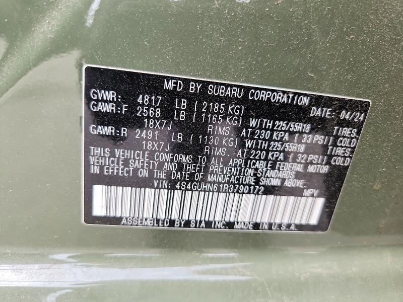 58095276 :رقم المزاد ، 4S4GUHN61R3790172 vin ، 2024 Subaru Crosstrek مزاد بيع