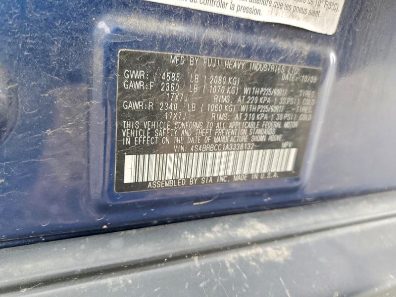 57578446 :رقم المزاد ، 4S4BRBCC1A3338132 vin ، 2010 Subaru Outback مزاد بيع