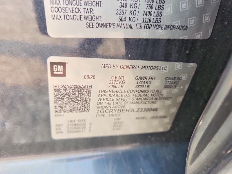 Продажа на аукционе авто 2020 Chevrolet Silverado, vin: 1GCRYBEH3LZ338048, номер лота: 58086596