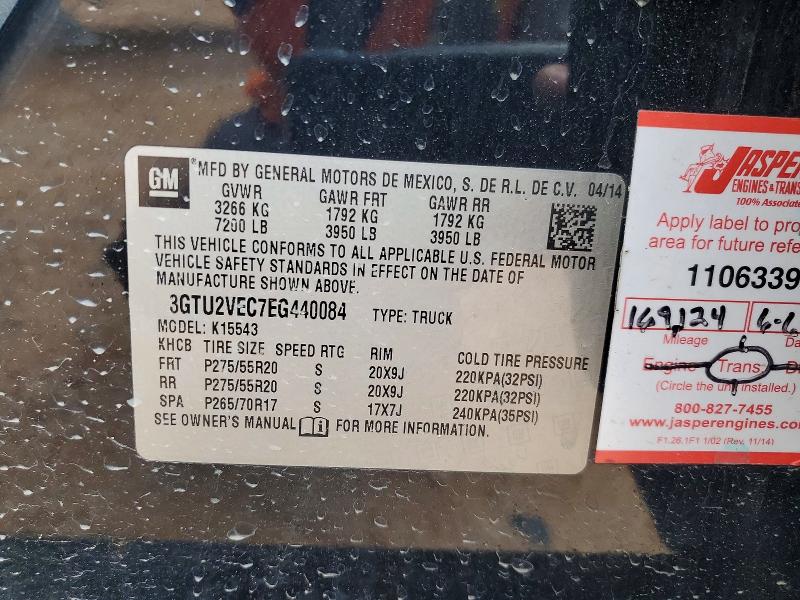 Продаж на аукціоні авто 2014 Gmc Sierra, vin: 3GTU2VEC7EG440084, номер лоту: 55535986