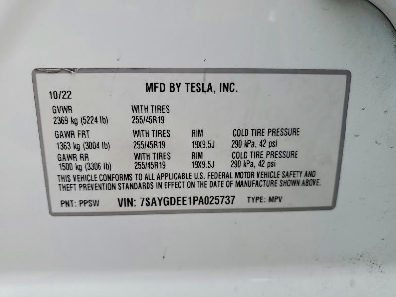 2023 Tesla Model Y მანქანა იყიდება აუქციონზე, vin: 7SAYGDEE1PA025737, აუქციონის ნომერი: 58962976
