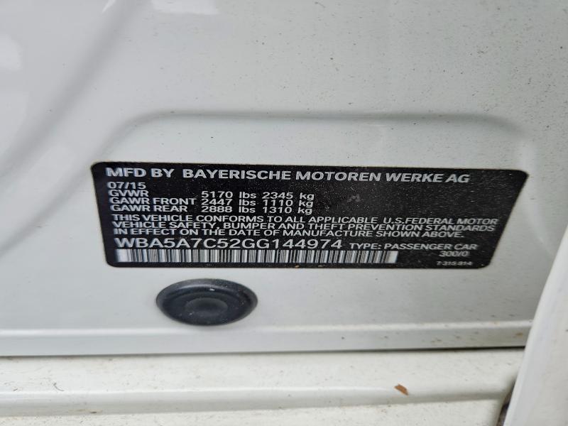 Aukcja sprzedaży 2016 Bmw 528, vin: WBA5A7C52GG144974, numer aukcji: 55511056