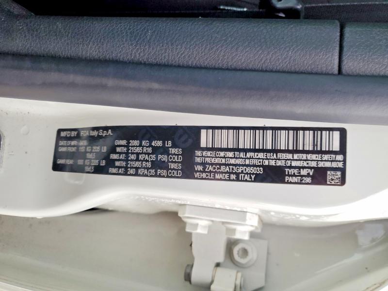 2016 Jeep Renegade მანქანა იყიდება აუქციონზე, vin: ZACCJBAT3GPD65033, აუქციონის ნომერი: 54728236