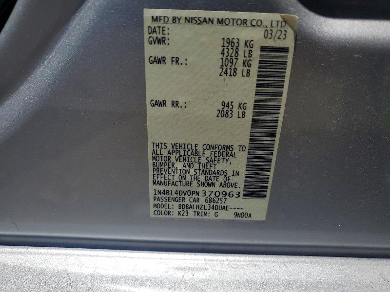 Продаж на аукціоні авто 2023 Nissan Altima, vin: 1N4BL4DV0PN370963, номер лоту: 55849516