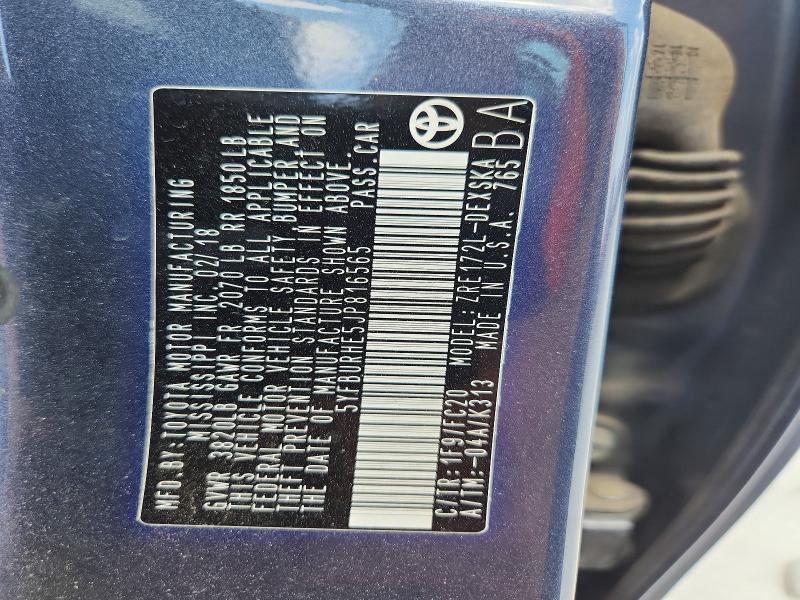 Продажа на аукционе авто 2018 Toyota Corolla, vin: 5YFBURHE5JP816565, номер лота: 58503596