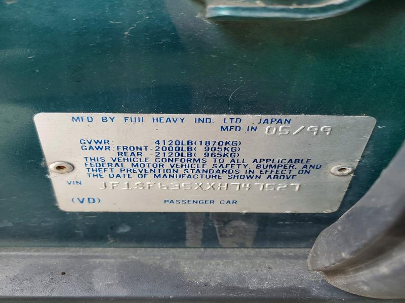 1999 Subaru Forester მანქანა იყიდება აუქციონზე, vin: JF1SF635XXH747527, აუქციონის ნომერი: 57765586