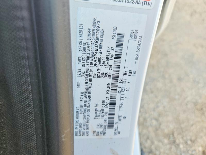 2019 Ford Fiesta მანქანა იყიდება აუქციონზე, vin: 3FADP4BJ3KM120973, აუქციონის ნომერი: 56456636