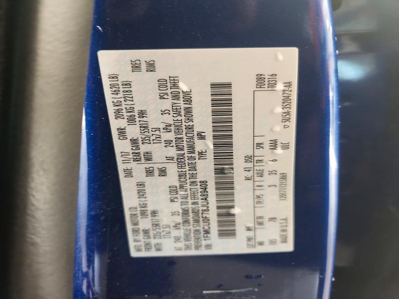 Продаж на аукціоні авто 2018 Ford Escape, vin: 1FMCU0F78JUA89408, номер лоту: 59110886