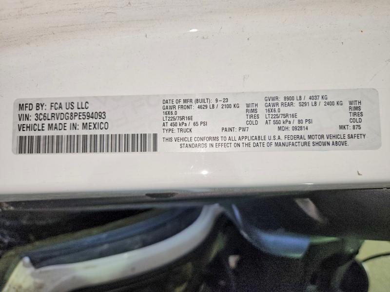 57226586 :رقم المزاد ، 3C6LRVDG8PE594093 vin ، 2023 Ram Promaster 2500 مزاد بيع