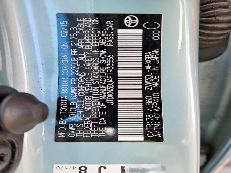 Aukcja sprzedaży 2015 Toyota Prius, vin: JTDKN3DU4F1933556, numer aukcji: 57607976
