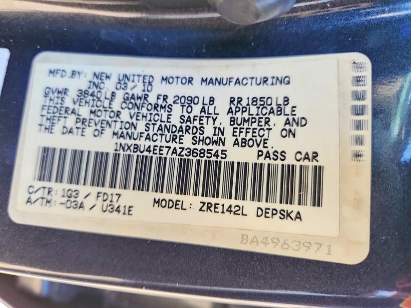 55764756 :رقم المزاد ، 1NXBU4EE7AZ368545 vin ، 2010 Toyota Corolla مزاد بيع
