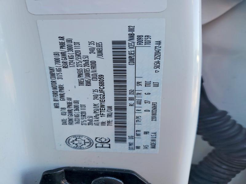 58737306 :رقم المزاد ، 1FTEW1EG2JFC68059 vin ، 2018 Ford F150 مزاد بيع