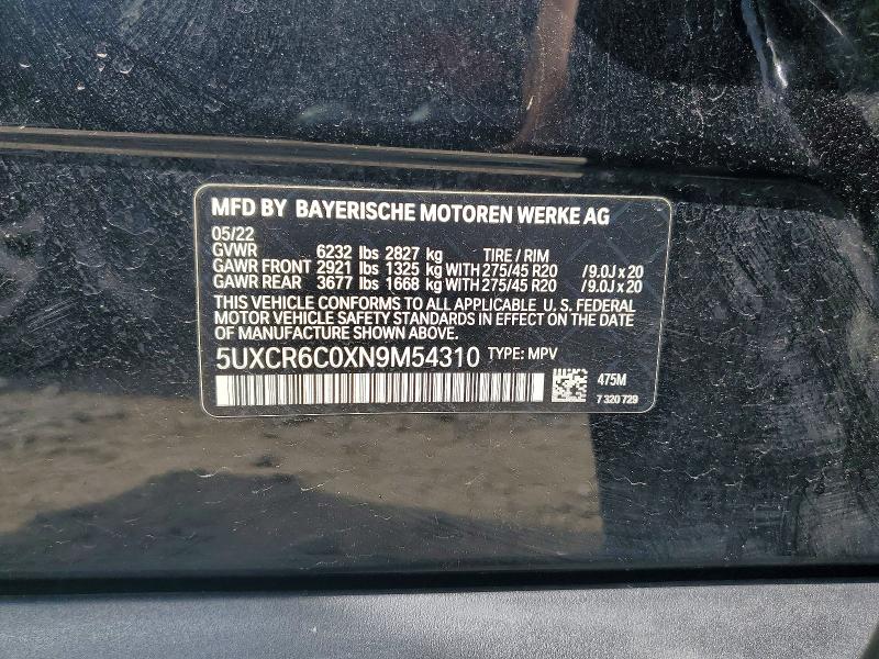Продаж на аукціоні авто 2022 Bmw X5, vin: 5UXCR6C0XN9M54310, номер лоту: 56612926