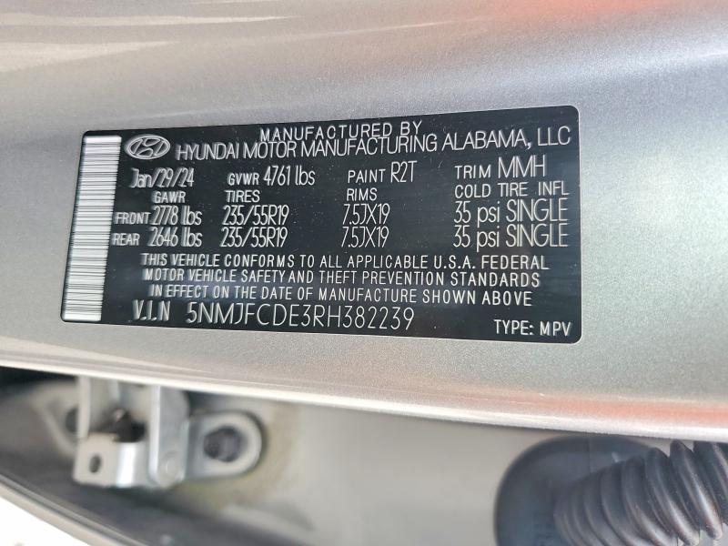 Продажа на аукционе авто 2024 Hyundai Tucson, vin: 5NMJFCDE3RH382239, номер лота: 56900776