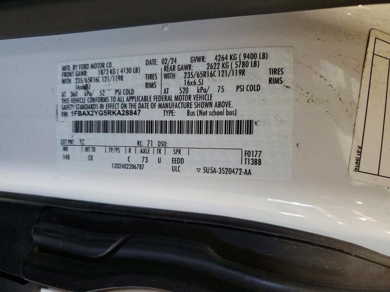 Продаж на аукціоні авто 2024 Ford Transit, vin: 1FBAX2YG5RKA28847, номер лоту: 57877556