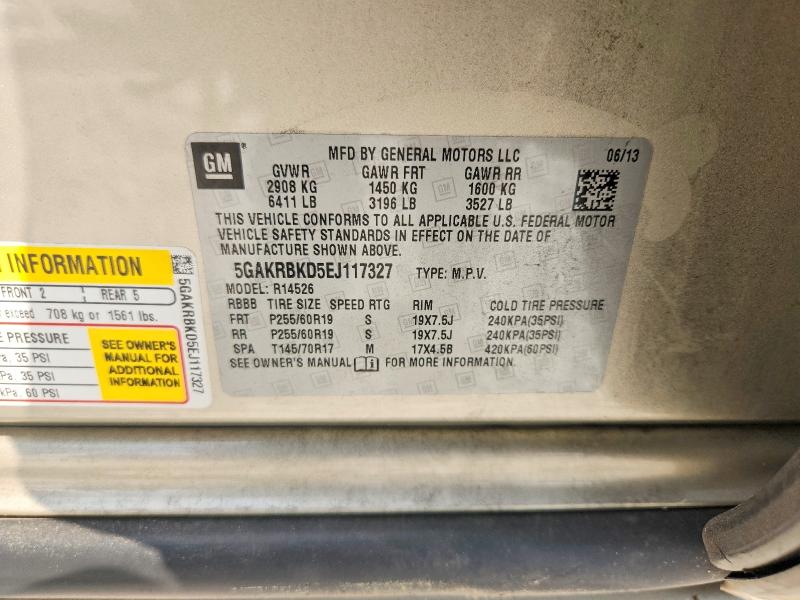 2014 Buick Enclave მანქანა იყიდება აუქციონზე, vin: 5GAKRBKD5EJ117327, აუქციონის ნომერი: 52742446