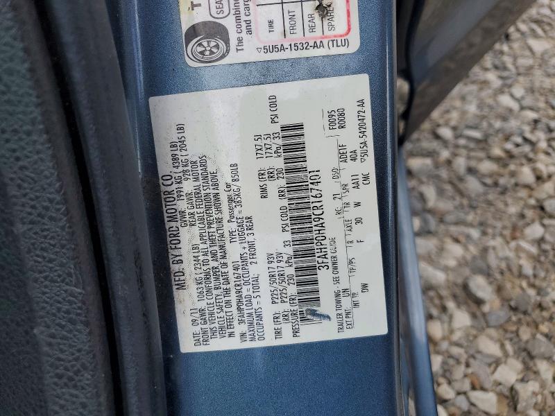 56111656 :رقم المزاد ، 3FAHP0HA9CR167401 vin ، 2012 Ford Fusion مزاد بيع
