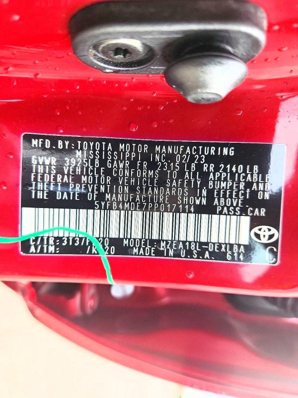 Aukcja sprzedaży 2023 Toyota Corolla, vin: 5YFB4MDE7PP017114, numer aukcji: 55469956