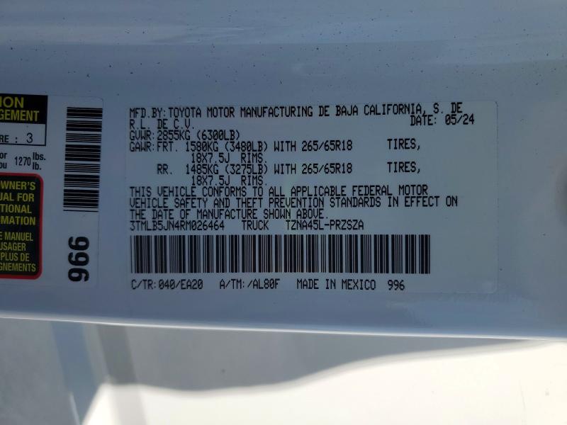 57371236 :رقم المزاد ، 3TMLB5JN4RM026464 vin ، 2024 Toyota Tacoma مزاد بيع