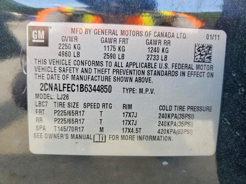 Aukcja sprzedaży 2011 Chevrolet Equinox, vin: 2CNALFEC1B6344850, numer aukcji: 54969306