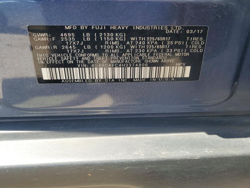 Aukcja sprzedaży 2017 Subaru Outback, vin: 4S4BSAFC4H3374806, numer aukcji: 56794316