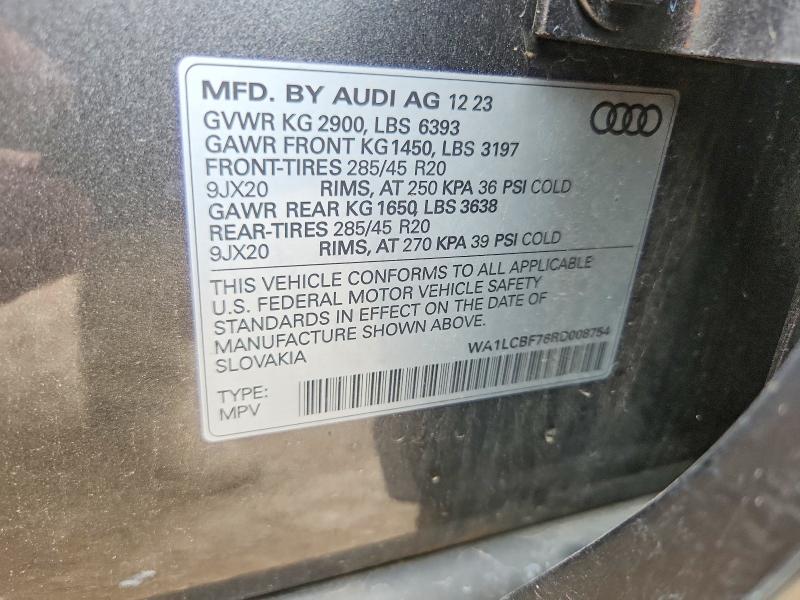 85454205 :رقم المزاد ، WA1LCBF76RD008754 vin ، 2024 Audi Q7 مزاد بيع