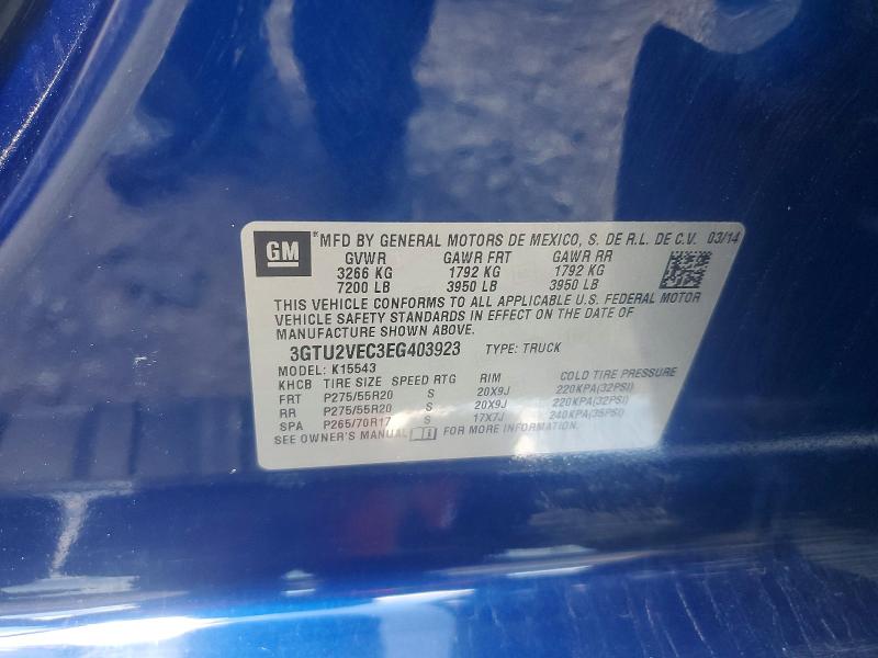 2014 Gmc Sierra მანქანა იყიდება აუქციონზე, vin: 3GTU2VEC3EG403923, აუქციონის ნომერი: 57752226