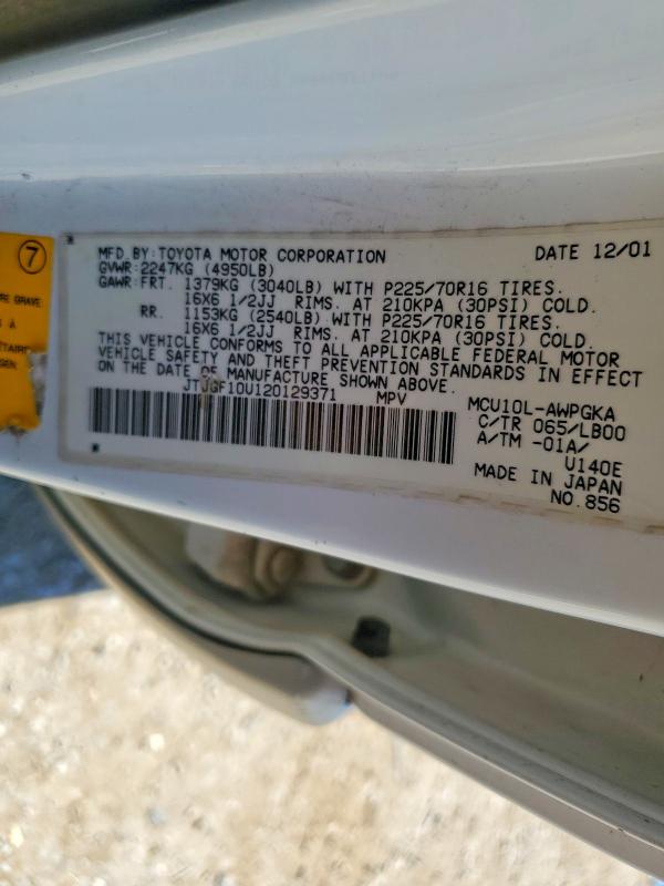 Aukcja sprzedaży 2002 Lexus Rx, vin: JTJGF10U120129371, numer aukcji: 55811016
