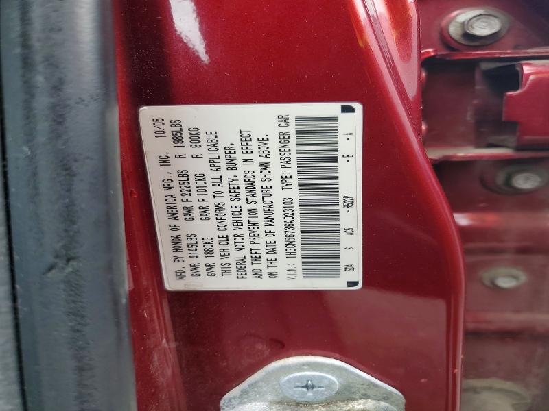 Auction sale of the 2006 Honda Accord, vin: 1HGCM56736A023103, lot number: 59014956