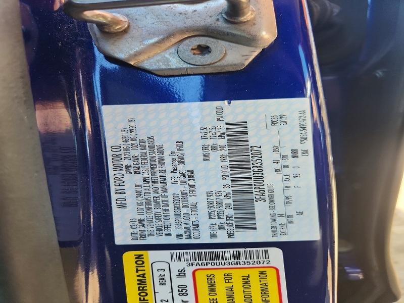 Aukcja sprzedaży 2016 Ford Fusion, vin: 3FA6P0UU3GR352072, numer aukcji: 58887686