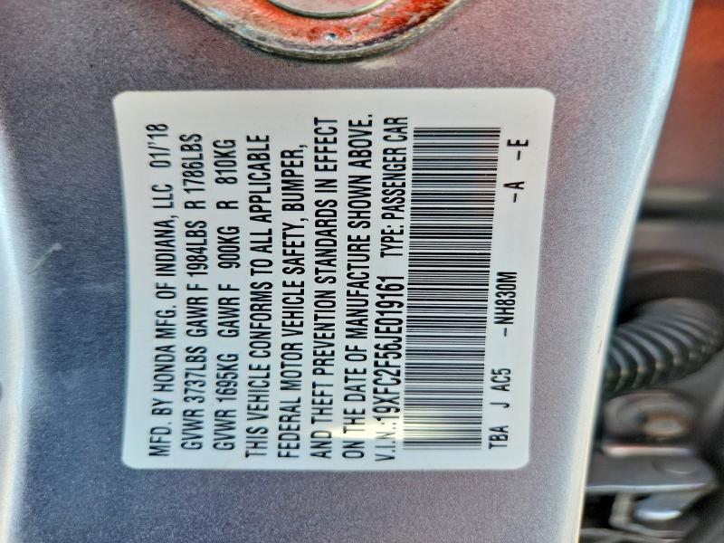Aukcja sprzedaży 2018 Honda Civic, vin: 19XFC2F56JE019161, numer aukcji: 58636436