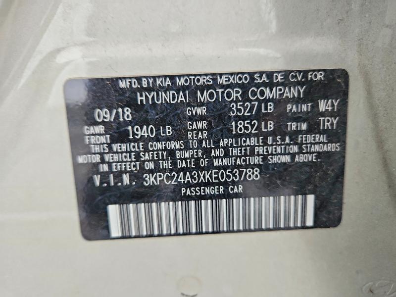 Aukcja sprzedaży 2019 Hyundai Accent, vin: 3KPC24A3XKE053788, numer aukcji: 85453785