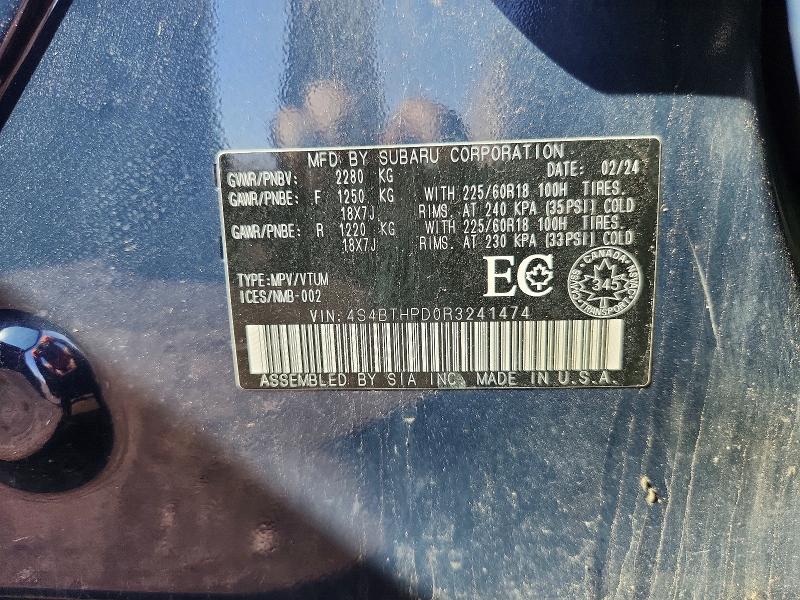 Продаж на аукціоні авто 2024 Subaru Outback, vin: 4S4BTHPD0R3241474, номер лоту: 56398906