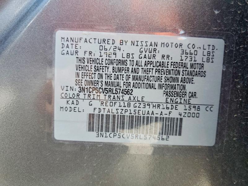 Продажа на аукционе авто 2024 Nissan Kicks, vin: 3N1CP5CV5RL574562, номер лота: 57734836