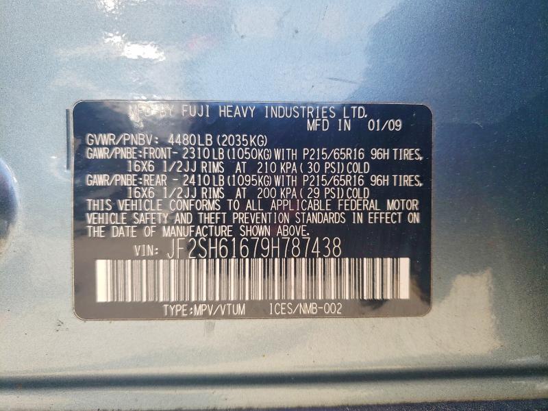 Aukcja sprzedaży 2009 Subaru Forester, vin: JF2SH61679H787438, numer aukcji: 57228346