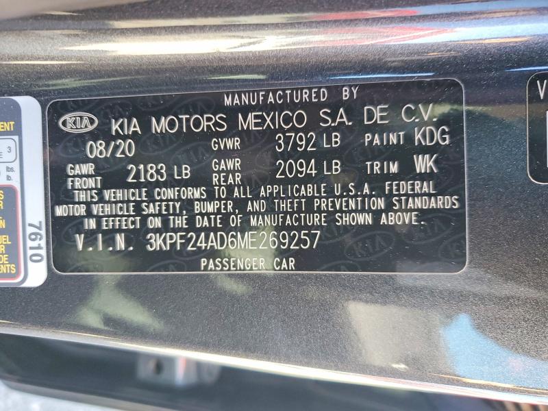2021 Kia Forte მანქანა იყიდება აუქციონზე, vin: 3KPF24AD6ME269257, აუქციონის ნომერი: 54182576