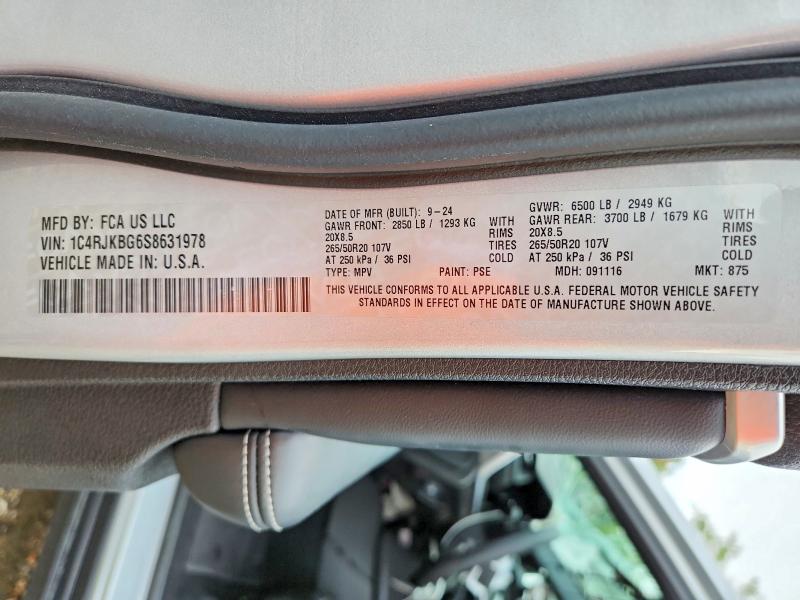 57315036 :رقم المزاد ، 1C4RJKBG6S8631978 vin ، 2025 Jeep Grand Cherokee مزاد بيع