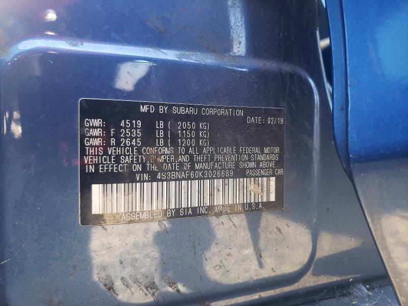 Продажа на аукционе авто 2019 Subaru Legacy, vin: 4S3BNAF60K3026689, номер лота: 55574266