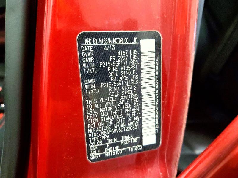 2013 Nissan Juke მანქანა იყიდება აუქციონზე, vin: JN8AF5MV5DT220801, აუქციონის ნომერი: 55961386