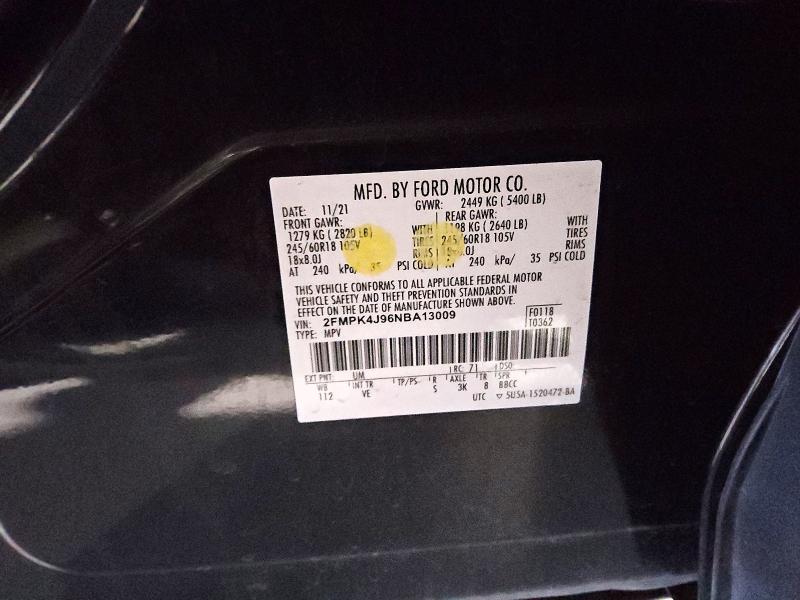 Продаж на аукціоні авто 2022 Ford Edge, vin: 2FMPK4J96NBA13009, номер лоту: 56882876