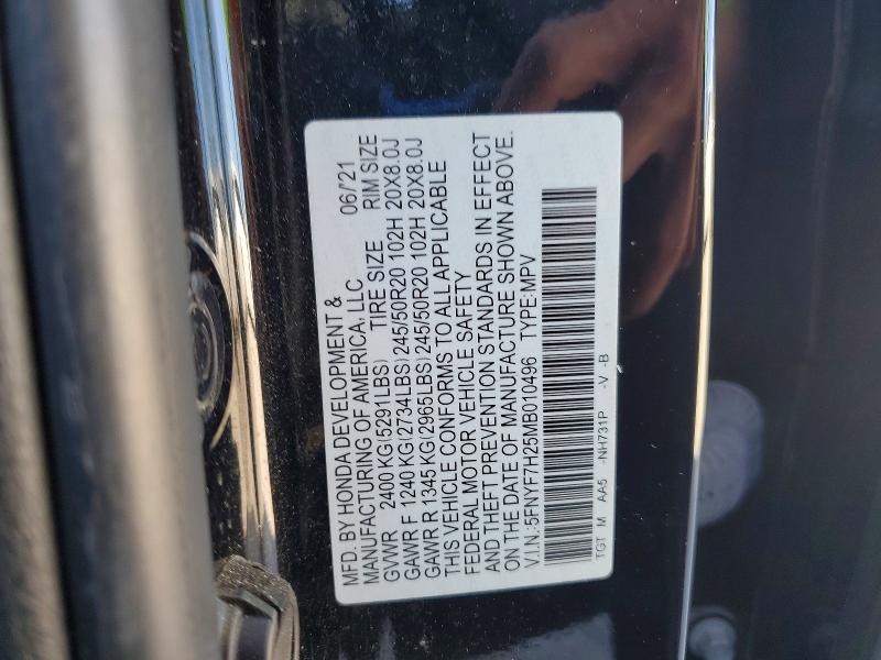 55603026 :رقم المزاد ، 5FNYF7H25MB010496 vin ، 2021 Honda Passport مزاد بيع