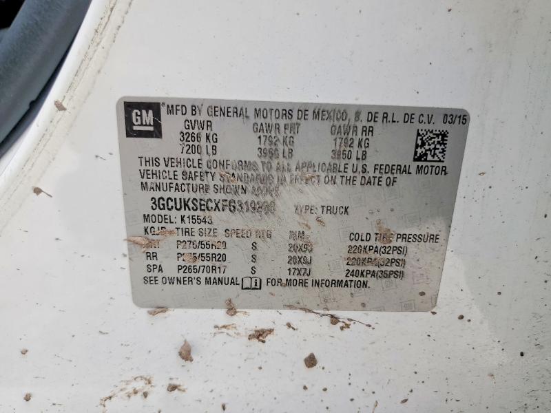 2015 Chevrolet Silverado მანქანა იყიდება აუქციონზე, vin: 3GCUKSECXFG319288, აუქციონის ნომერი: 55962406