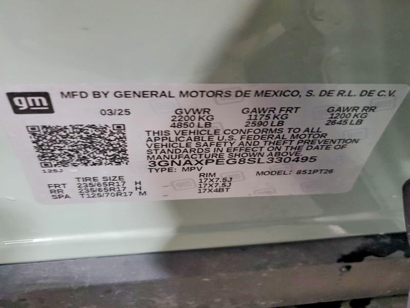Продаж на аукціоні авто 2025 Chevrolet Equinox, vin: 3GNAXPEG8SL330495, номер лоту: 59012126