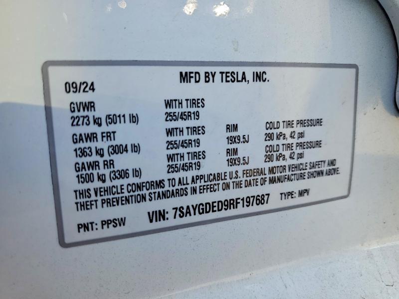 Продажа на аукционе авто 2024 Tesla Model Y, vin: 7SAYGDED9RF197687, номер лота: 56369146