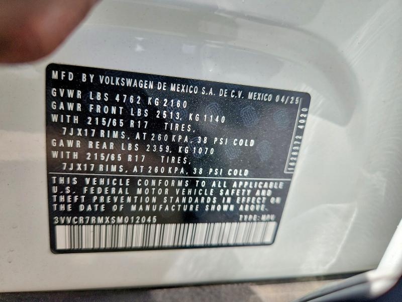 Продаж на аукціоні авто 2025 Volkswagen Tiguan, vin: 3VVCR7RMXSM012045, номер лоту: 57112536