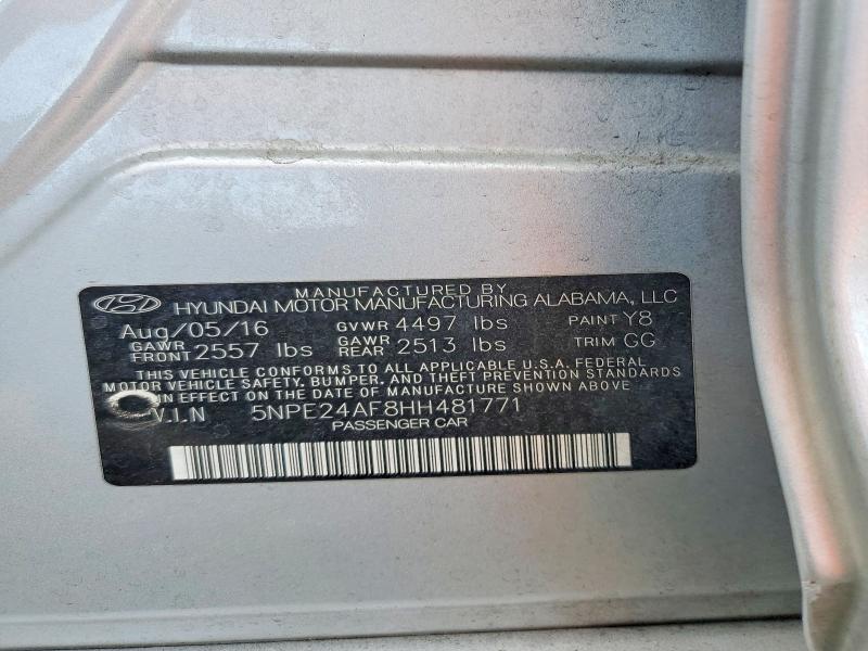 Aukcja sprzedaży 2017 Hyundai Sonata, vin: 5NPE24AF8HH481771, numer aukcji: 58970486