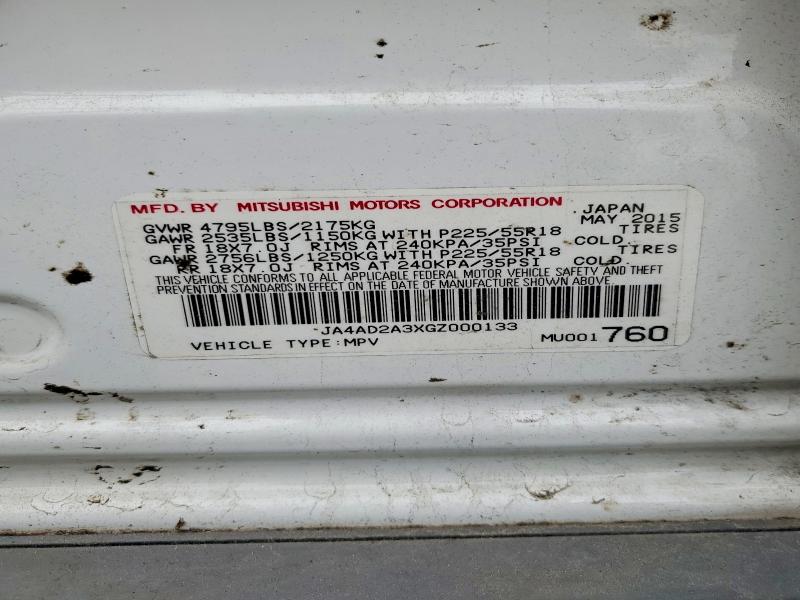 2016 Mitsubishi Outlander მანქანა იყიდება აუქციონზე, vin: JA4AD2A3XGZ000133, აუქციონის ნომერი: 57588826