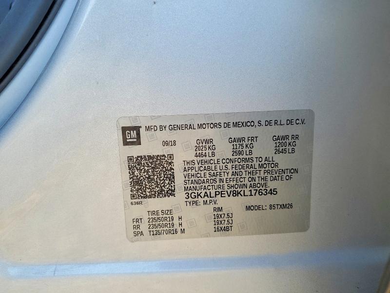 58708336 :رقم المزاد ، 3GKALPEV8KL176345 vin ، 2019 Gmc Terrain مزاد بيع